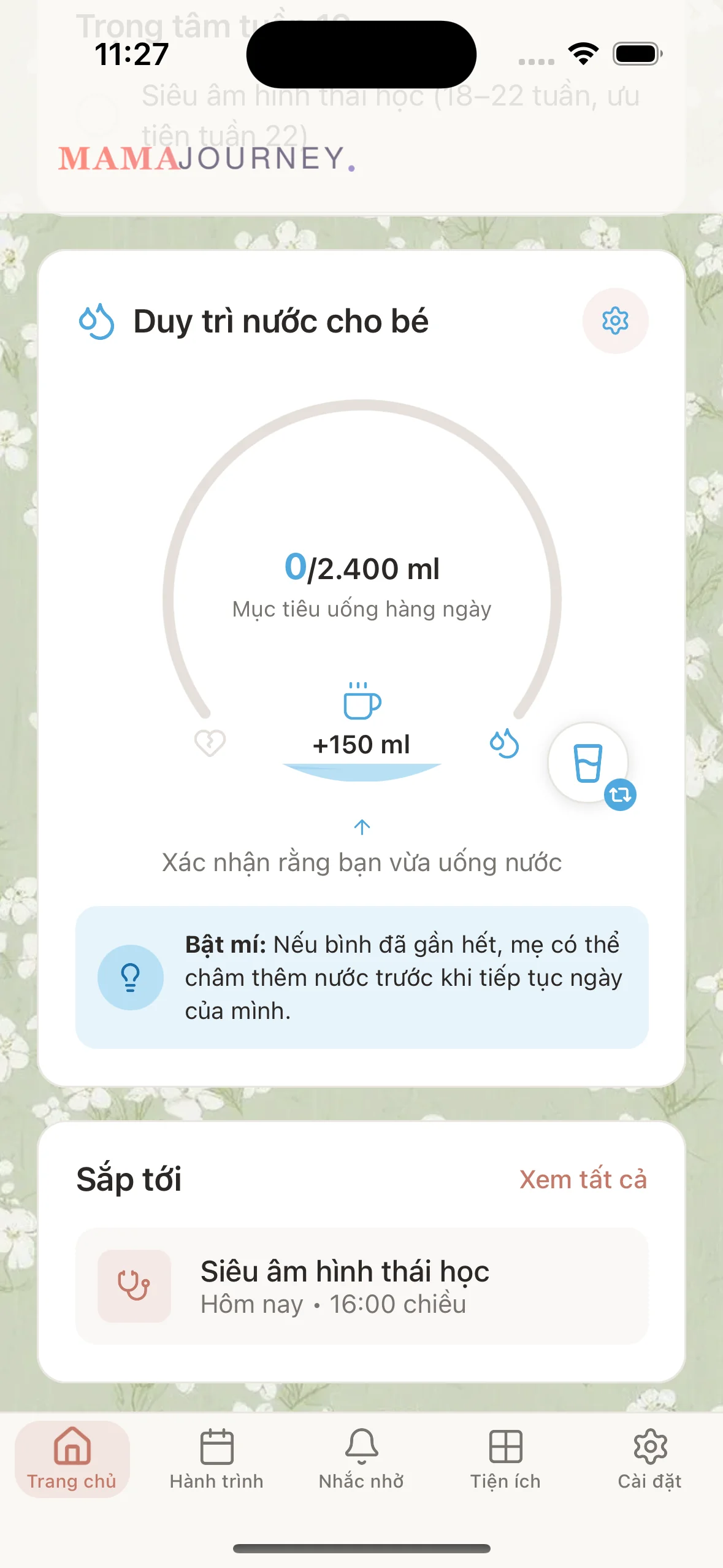 Mama Journey – nhắc uống nước